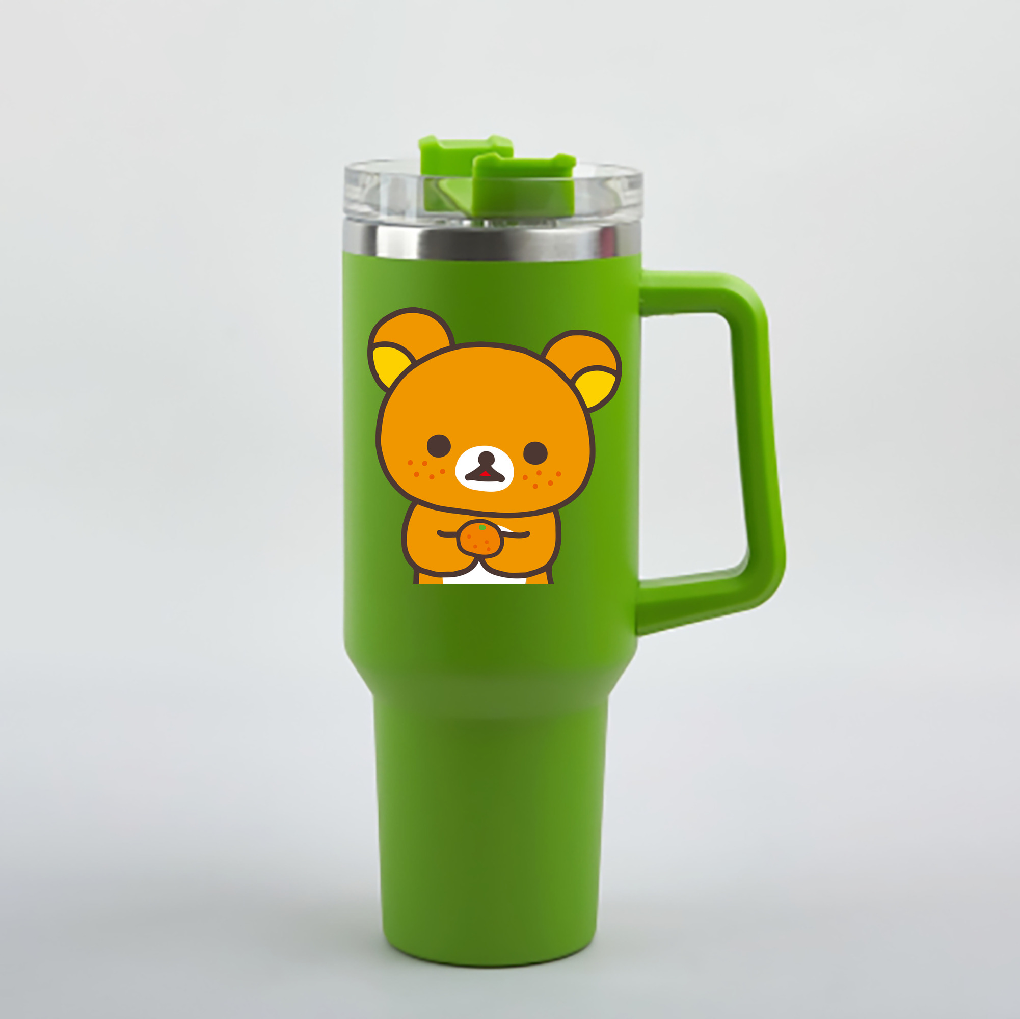 （画像用） リラックマ リラックマ キイロイトリ Rilakkuma Korilakkuma Kiiroitori 1200mL車用タンブラー - クリスタルステッカー（プラスチックストロー付き）
